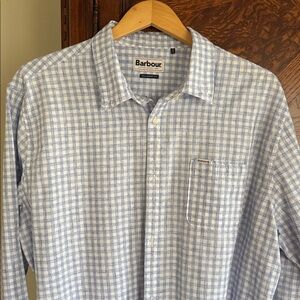 Barbour Light Blue Gingham Men's Shirt Men’s XL Slim